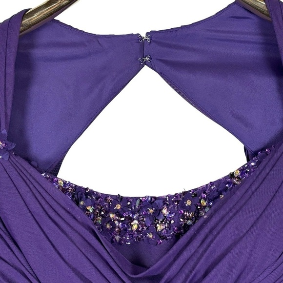 RINA DI MONTELLA BEAD RUCHED AMETHYST PURPLE MOTHER OF THE BRIDE COCKTAIL DRESS - Picture 8 of 14